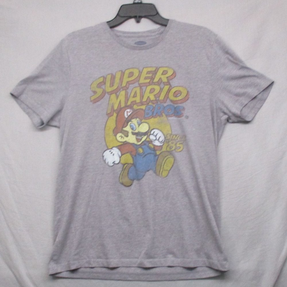 Old Navy Super Mario Graphic Print Distressed Gray Teen  Size‎ | L